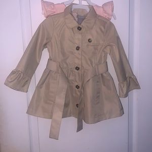 Toddler girl trench coat size 18 months with pink top new with tags